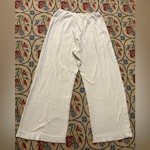 Donni White Wide-Leg Pointelle Pants